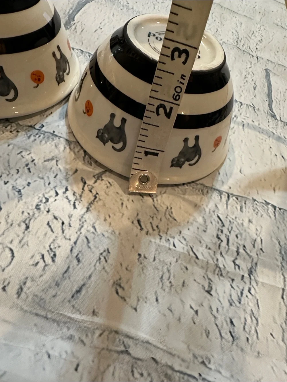 Set of 2 Halloween Cat Bowls - Orange & White